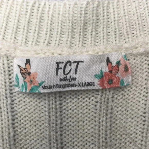 NWT Full Circle Trends Cream Cropped Cable-Front V-Neck Sweater Vest Size XL - Picture 6 of 6